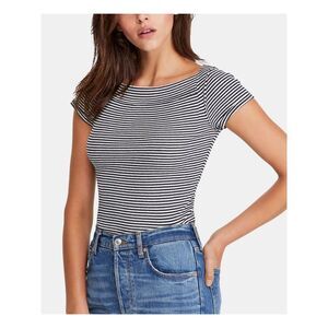 We The Free Black & White Striped Short Sleeve Crew Tee